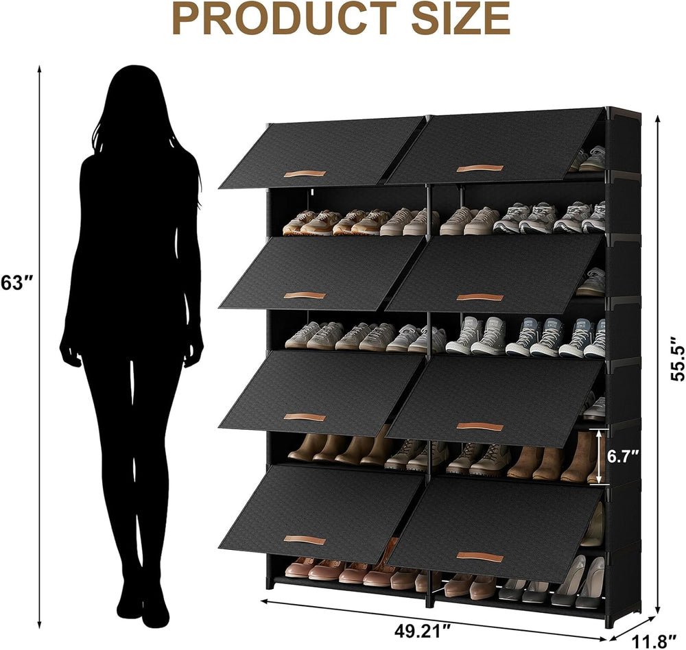 2 by 9 Tier Shoe Cabinet, 54-Pair Storage for Closet,Black