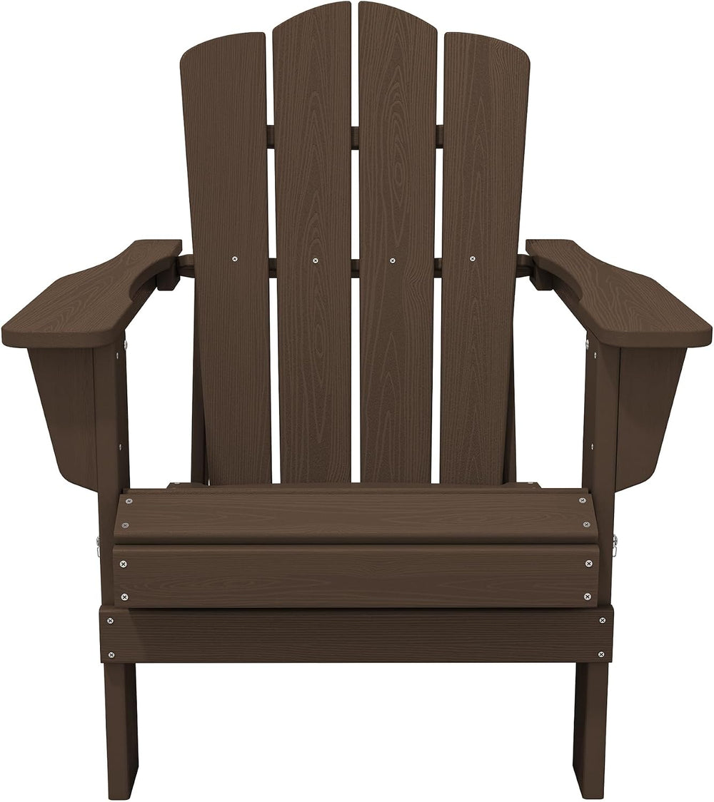 Folding Adirondack Chair Set of 4 with Cup Holder, Coffee