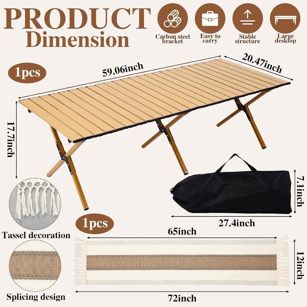 Novabright 10 Pcs Boho Picnic Set with Table Blanket Runner,Pillow Covers