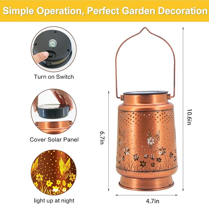 4 Pack Hummingbird Birthday Gifts for Women Mom Grandma Solar Lanterns Outdoo...