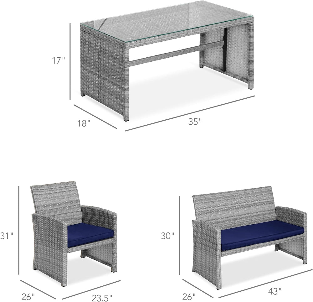 Best Choice Products 4-Piece Outdoor Wicker Patio Conversation Furniture Set ...
