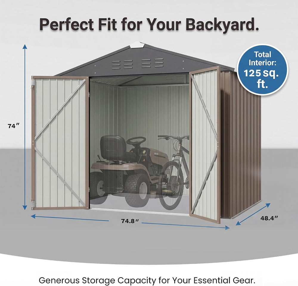 Patiowell 6x4 FT Storage Shed, Brown