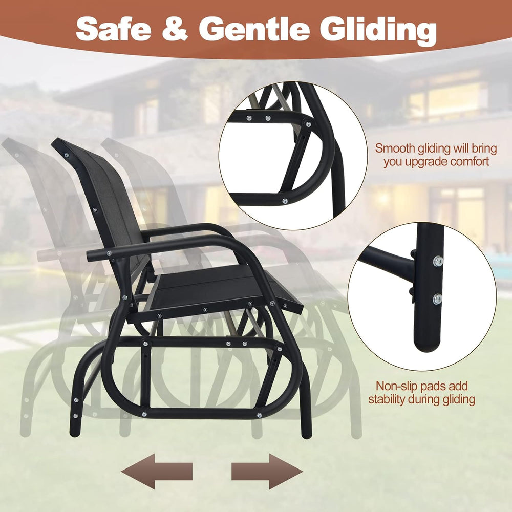 Tangkula 2 Person Patio Glider, Outdoor Swing Bench Rocker Glider Loveseat Ch...