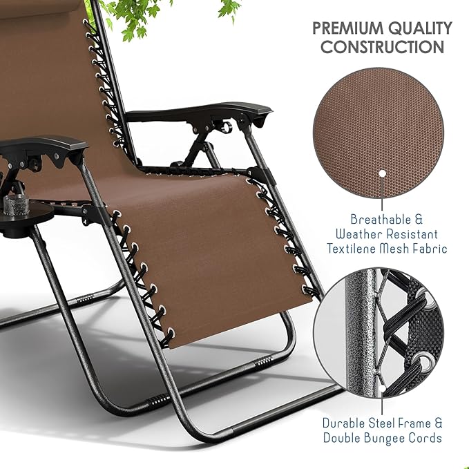 Nestl Zero Gravity Chairs, Portable Patio Lounge Chair Outdoor with Pillows &...