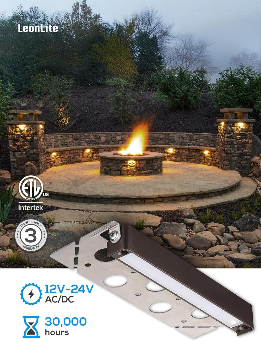 LEONLITE 8-Pack 7 Inch LED Hardscape Lighting, 3W/4W/5W, 2700K Soft White
