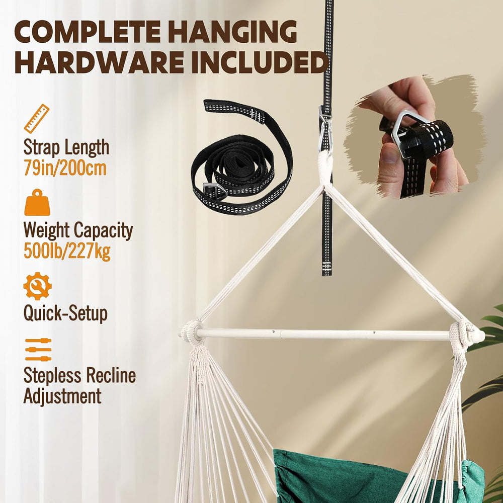 Chihee Hammock Chair Foot Rest 2 Cushions Max 500 lb Metal Spreader Bar