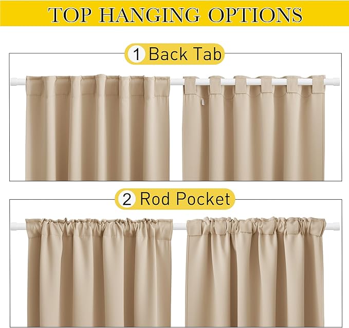 NICETOWN 2 Panels Outdoor Curtains for Patio Waterproof & Windproof, Pock...