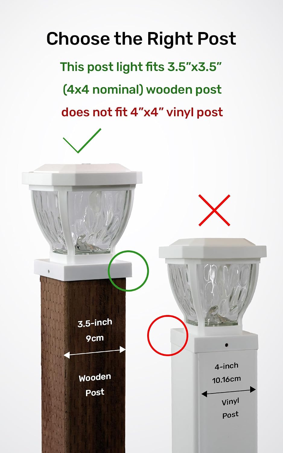 Home Zone Living 2PK Solar Post Cap Lights, Decorative Glass LED, White