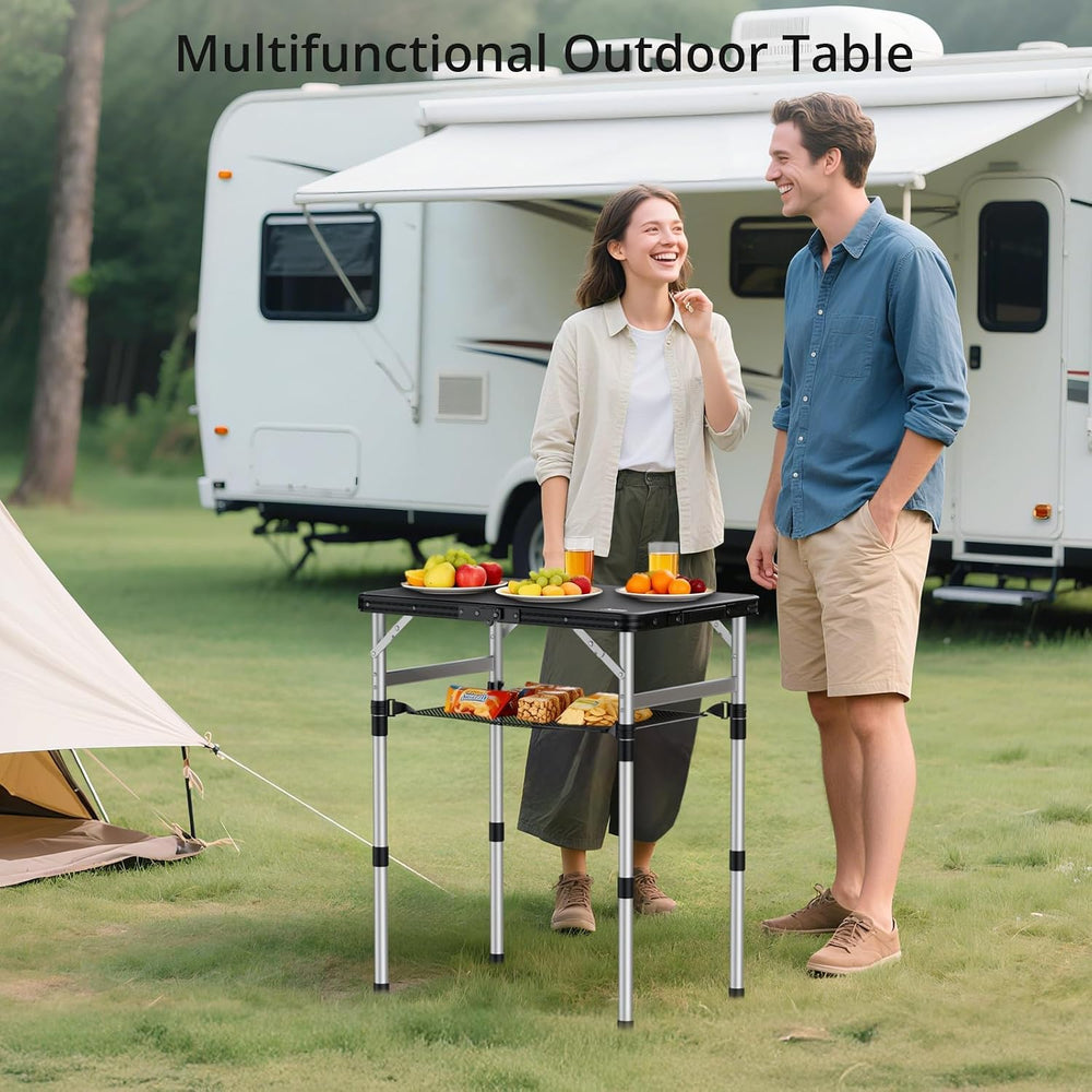 Anbte 2 ft Small Folding Table, 3 Adjustable Height for Camping, 23" X 1...