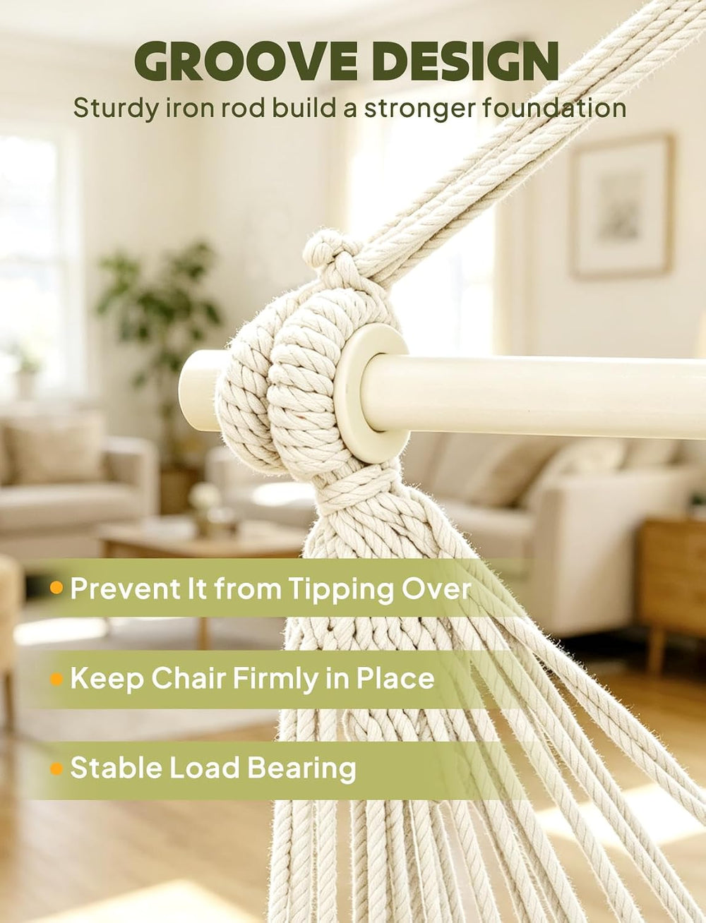 Chihee Hammock Chair 4.9ft x 3.9ft Max 500 Lbs 2 Cushions Strap Carabiner