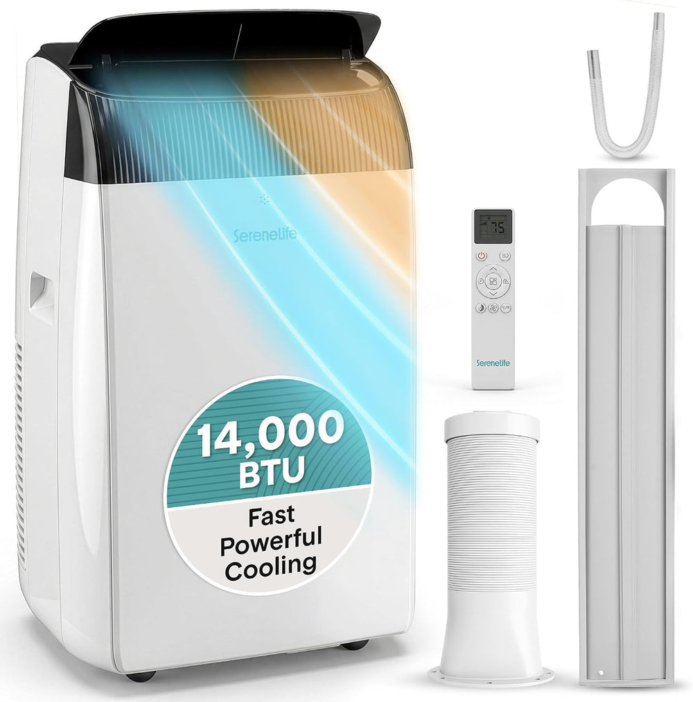 SereneLife 14,000 BTU Portable Air Conditioner with Dehumidifier, Heat, &...