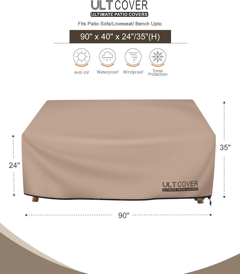 ULTCOVER Waterproof Patio Sofa Furniture Cover 90W x 40D x 35H inch