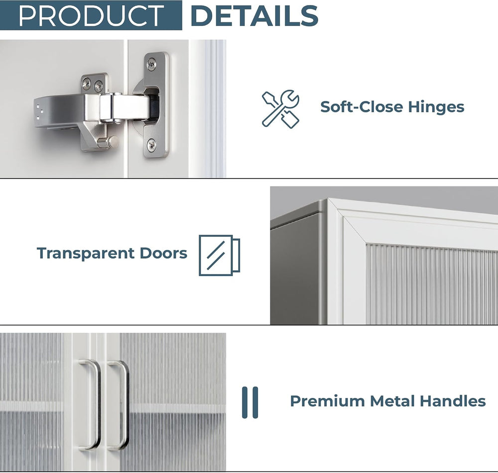 48" W Upper Kitchen Wall Cabinets with Acrylic Glass Doors