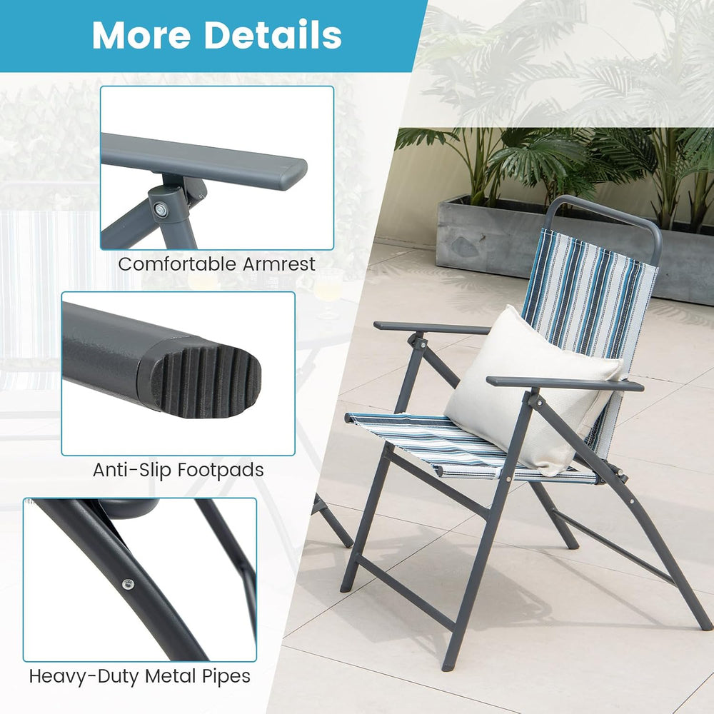 Tangkula 3 Piece Patio Folding Table & Chairs, Portable Patio Dining Set
