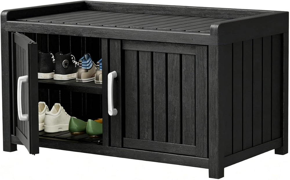 2-Tier Outdoor Shoe Storage with Adjustable Shelves for Entryway, Hallway