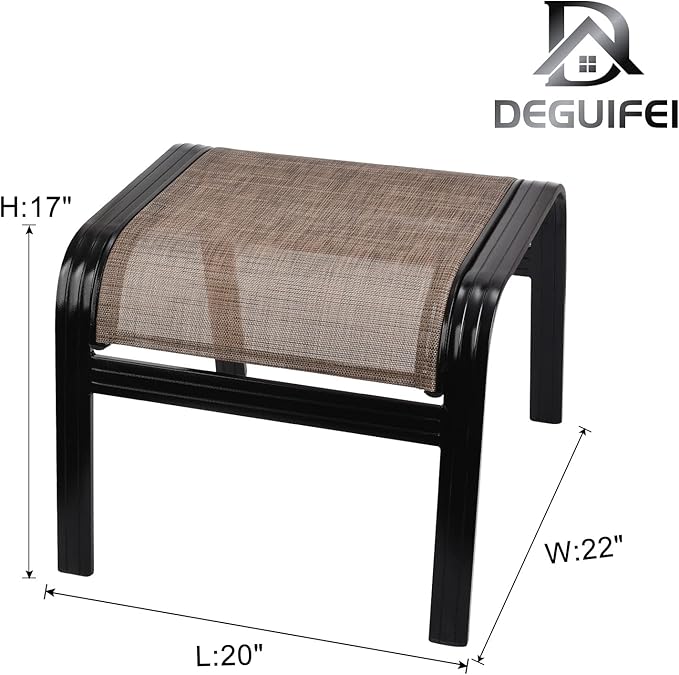 Patio Ottoman Outdoor Footstools Assembled Aluminum Footrest Small Seat for B...