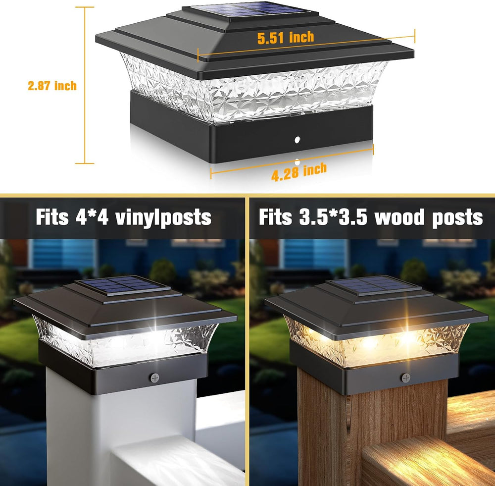 Solar Post Cap Lights Outdoor 12pack, Waterproof Fence Post Lights with 16 Ul...