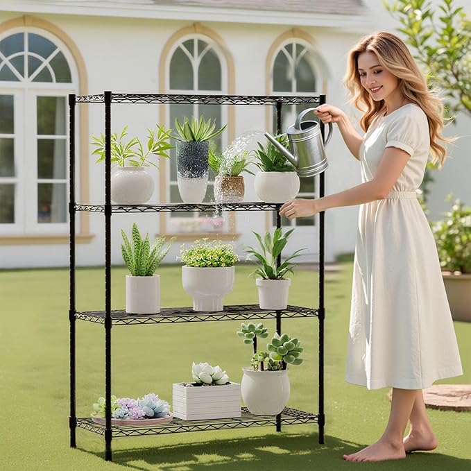 BestOffice | 4-Tier Wire Storage Shelves | 36x14x54 | Black | with Adjustable...