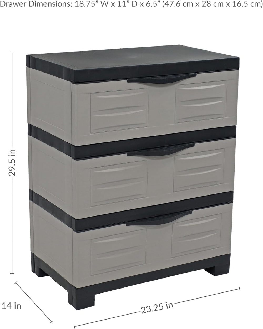 Sunnydaze 29.5" 3-Tier Heavy Duty Garage Storage Drawers, Gray