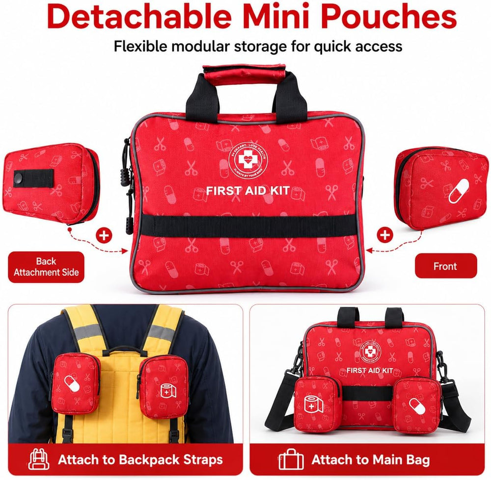 All-in-One Premium 530 Piece Emergency First Aid Kit, Large Medical Kit for H...