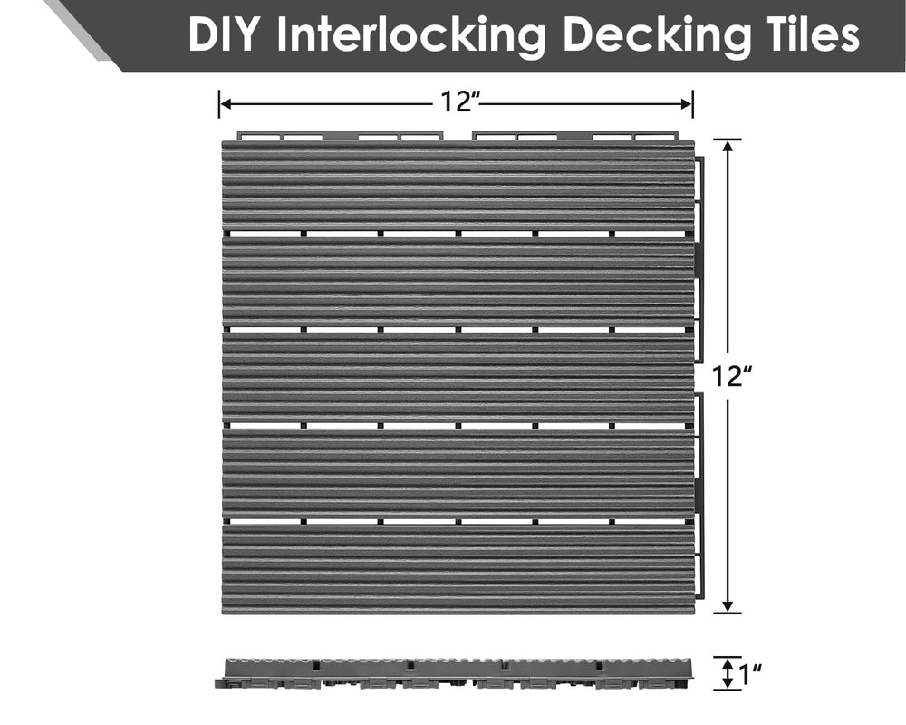 PrimeZone 36 PCS Plastic Interlocking Patio Deck Tiles Outdoor All Weather