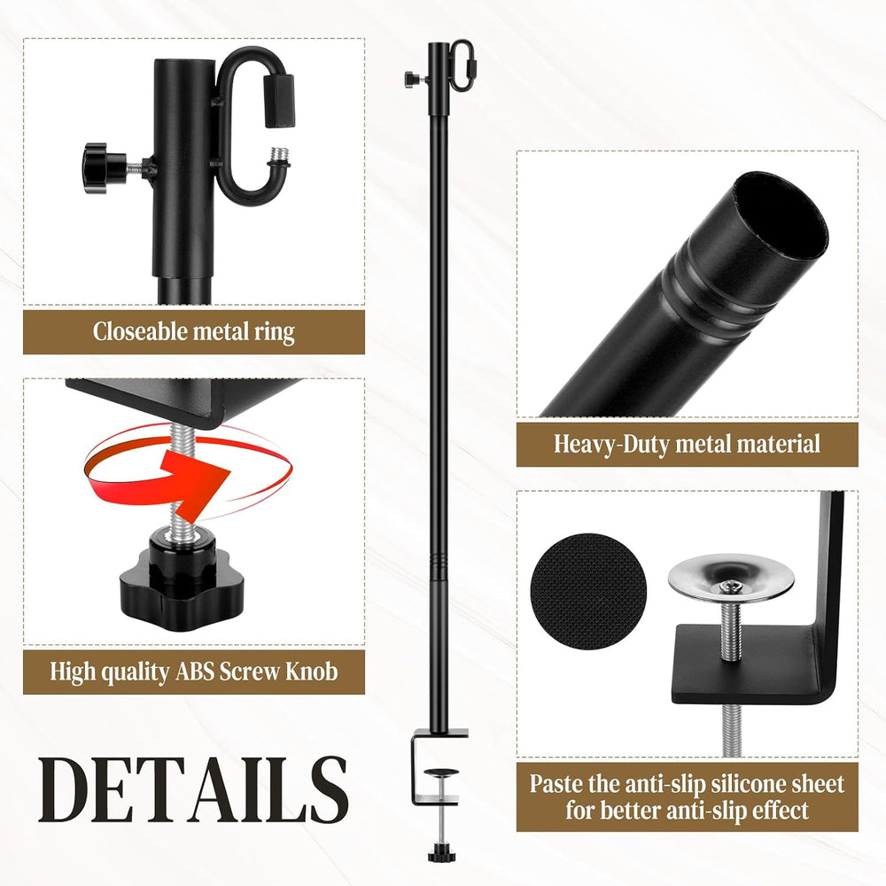 2 Pack Deck String Light Poles with Adjustable 3" Clamp, Outdoor Light P...