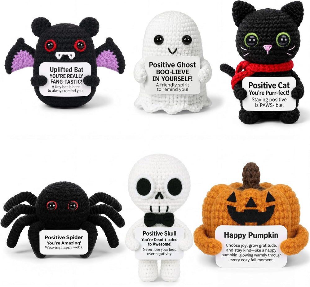 Mixweer 6 Pack Halloween Crochet Ghosts Positive Gifts for Adults
