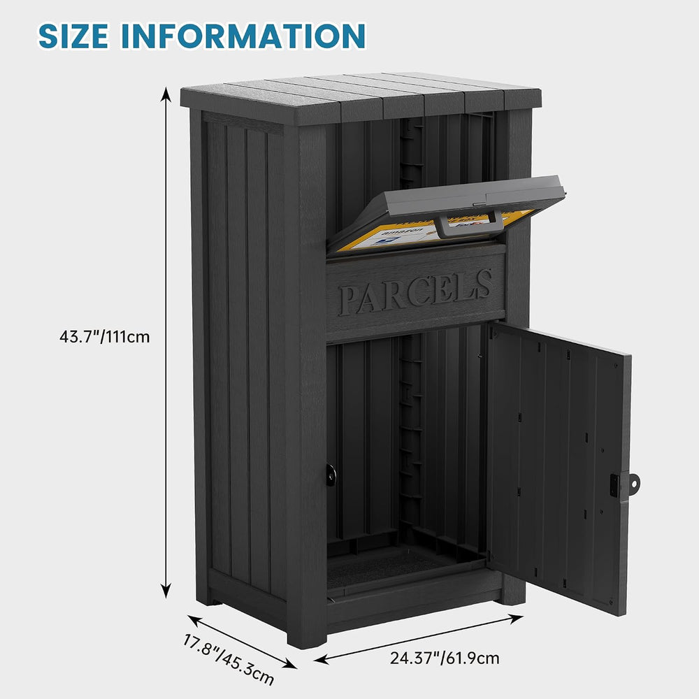 Package Delivery Box for Outside, Parcel Drop Box, Black, 60 Gallon