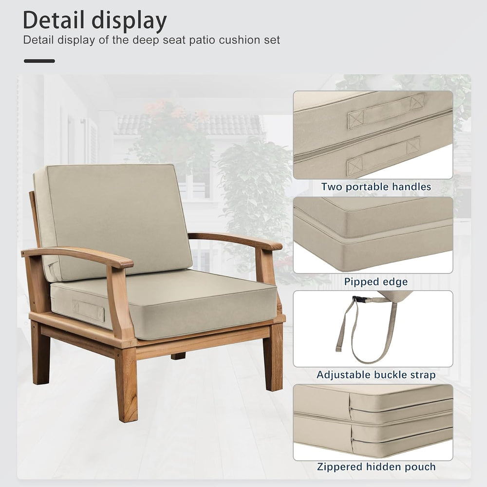Favoyard Deep Seat Patio Cushion Set 24 x 24 Inch Waterproof Outdoor Chair Cu...