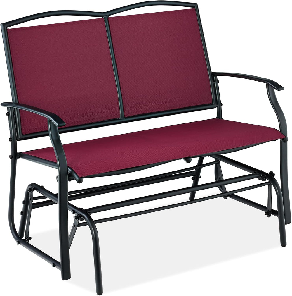 Best Choice Products 2-Person Outdoor Patio Swing Glider Steel Bench Loveseat...