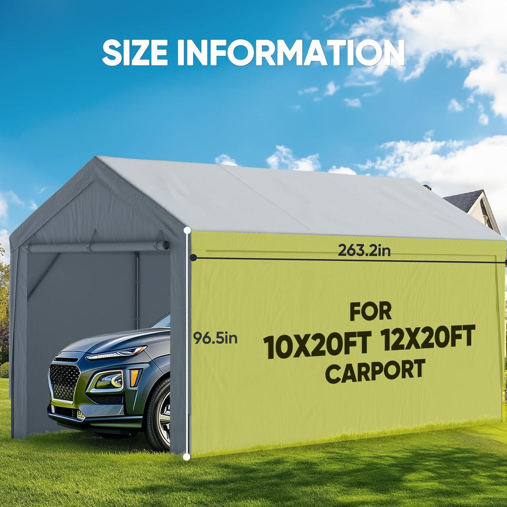 Quictent 20 ft Long Carport Replacement Sidewall with Bungee Balls