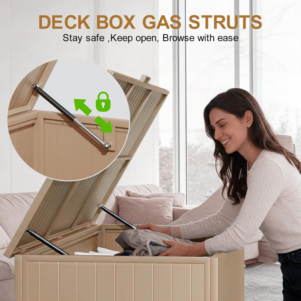 250 Gallon Metal Large Outdoor Deck Box with 4 Wheels, Brown