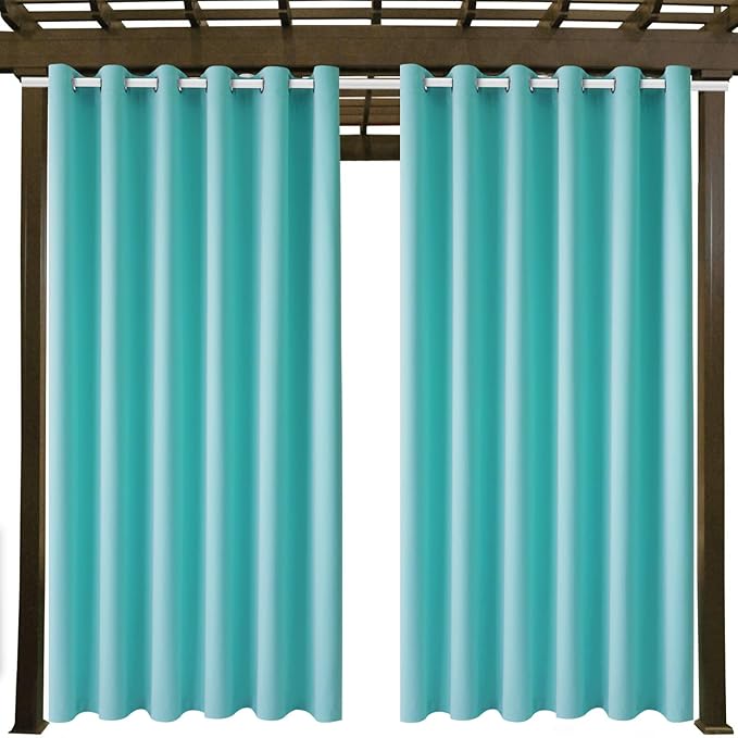 Waterproof Outdoor Curtain W84 x L120 - Grommet Top Sunlight Blocking Window ...