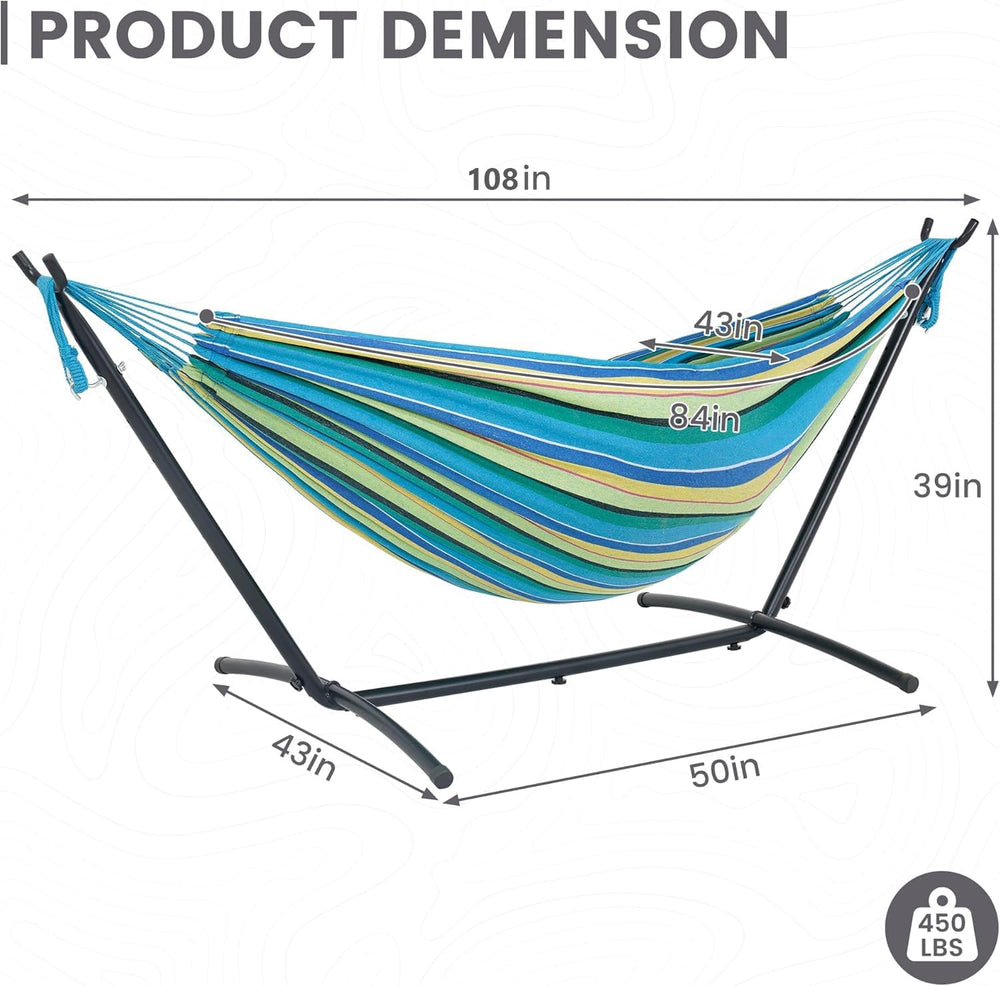 Lazy Daze Hammocks Double Hammock with 9FT Space Saving Steel Stand Includes ...