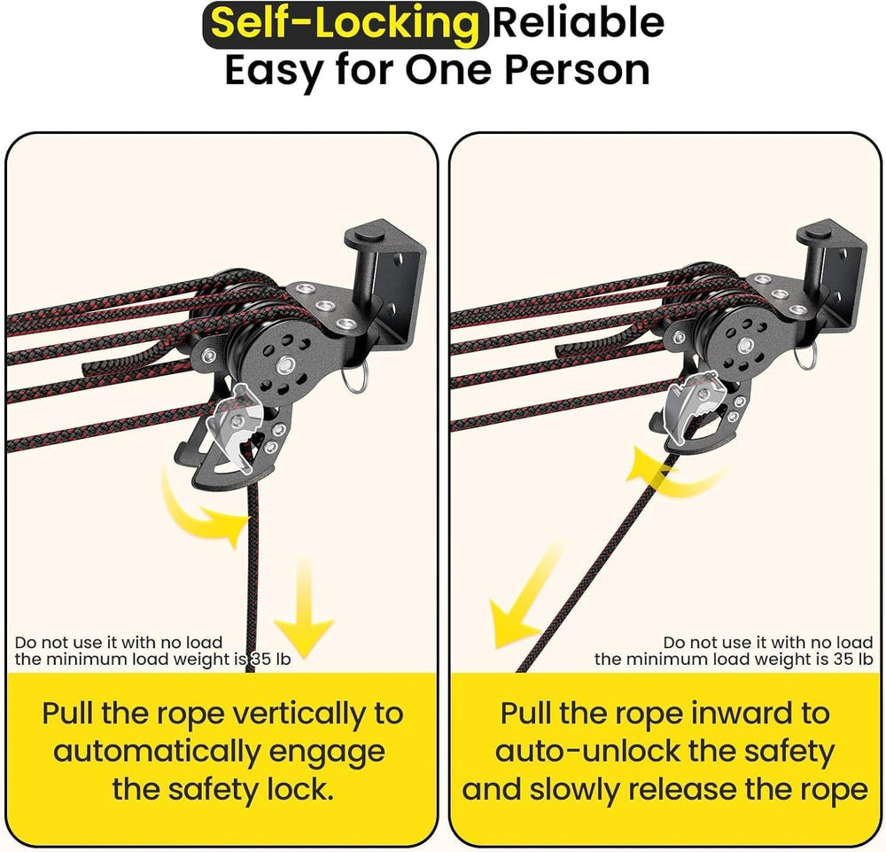 Cargo Box Ceiling Storage Hoist,180lbs Pulley System for Overhead Garage Ceil...