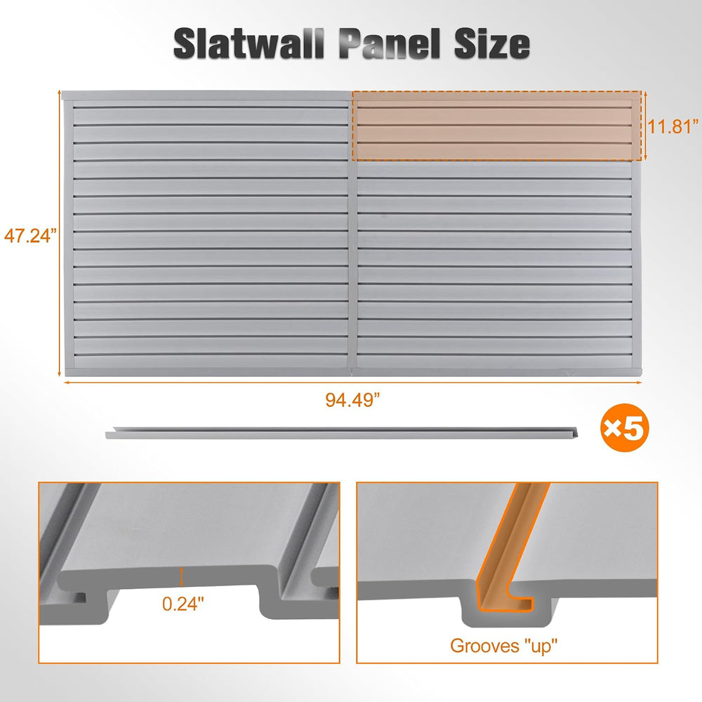 Slatwall Panel 4x8FT, Garage Slat Wall Storage Systems Durable and Sturdy, Ea...
