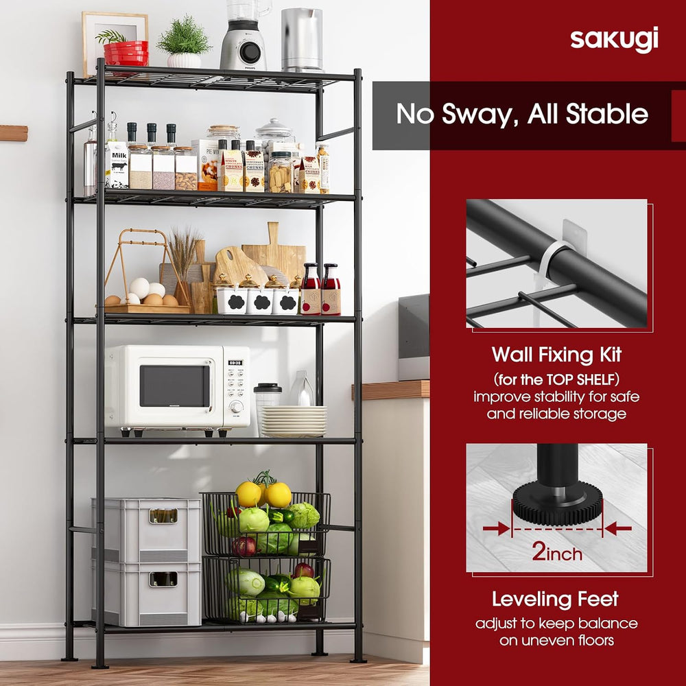 Sakugi 2-Pack 5-Tier Steel Garage Storage Shelves, 33.5"x12.6"x72&q...