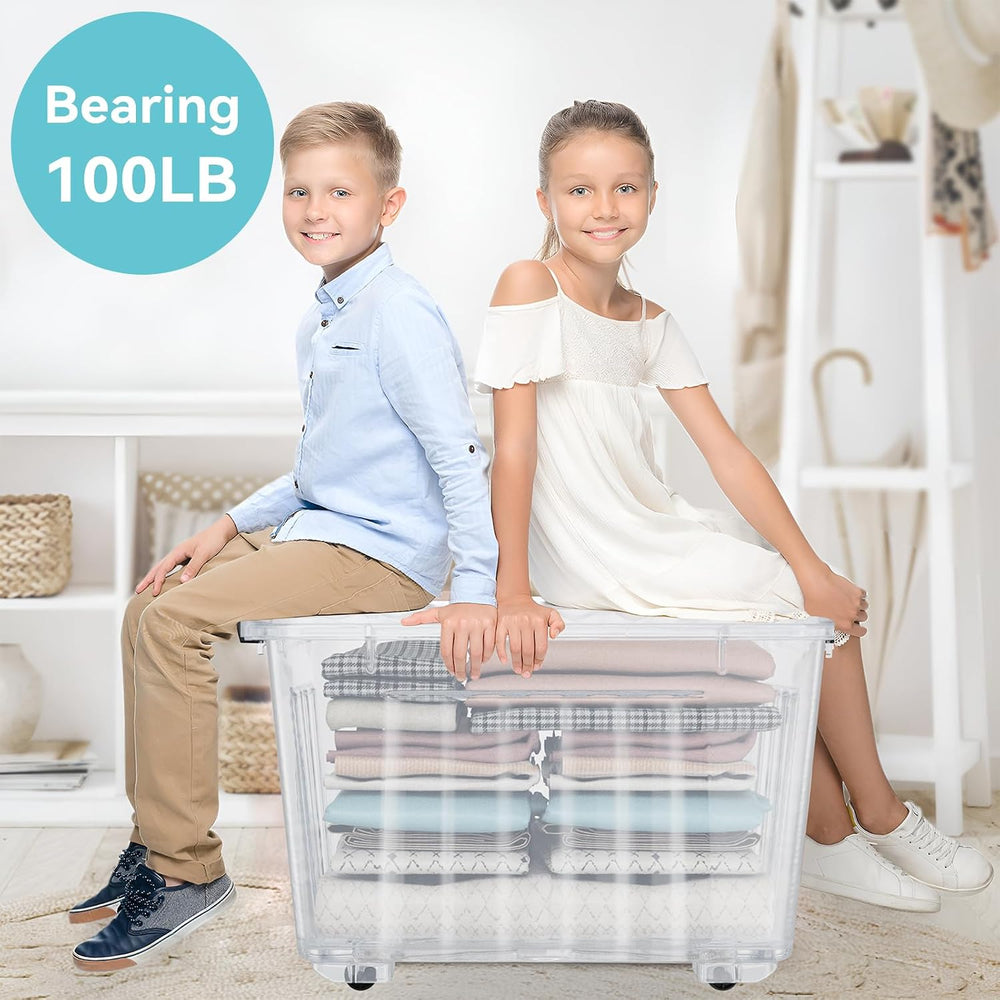 Nazhura 72 Quart Plastic Storage Bin, Stackable and Nestable Storage Boxes wi...