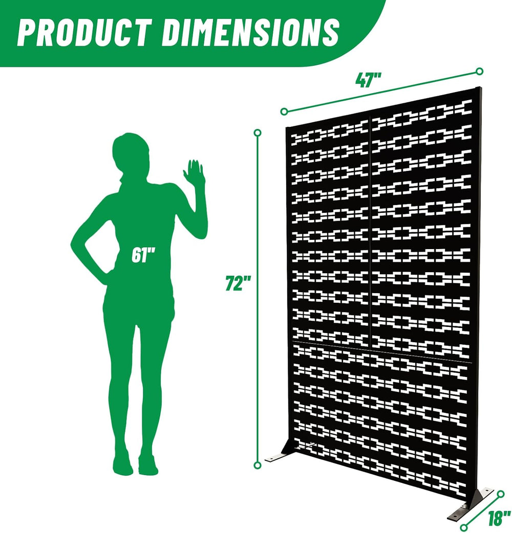 SnugNiture “Metal Privacy Screen”, 72" H × 47" W Weather Resistant ...