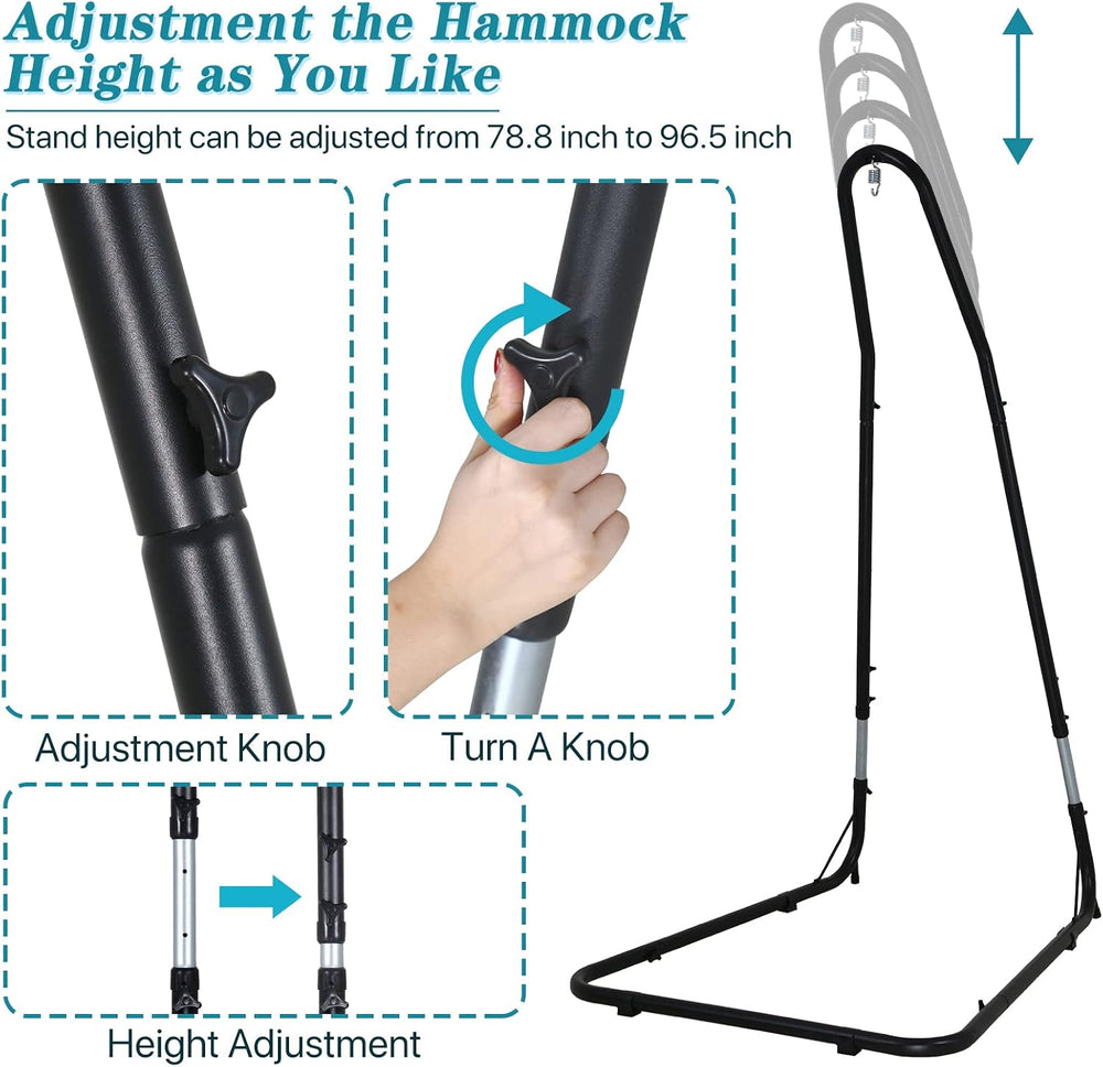 Dkeli Hammock Chair Stand Portable Heavy Duty Solid Steel Stand Only Outdoor ...