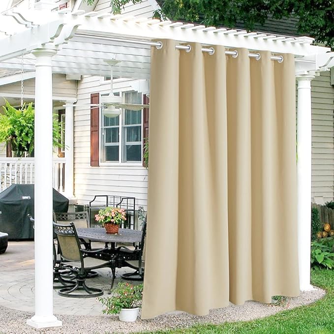 RYB HOME Outdoor Curtains for Patio Waterproof Block Sunlight Thermal Insulat...