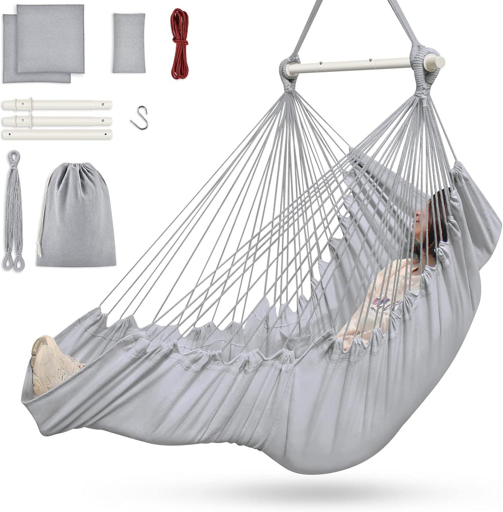 Outerman Hammock Chair, Hanging Chair with 3 Cushions and Foot Rest Support, ...