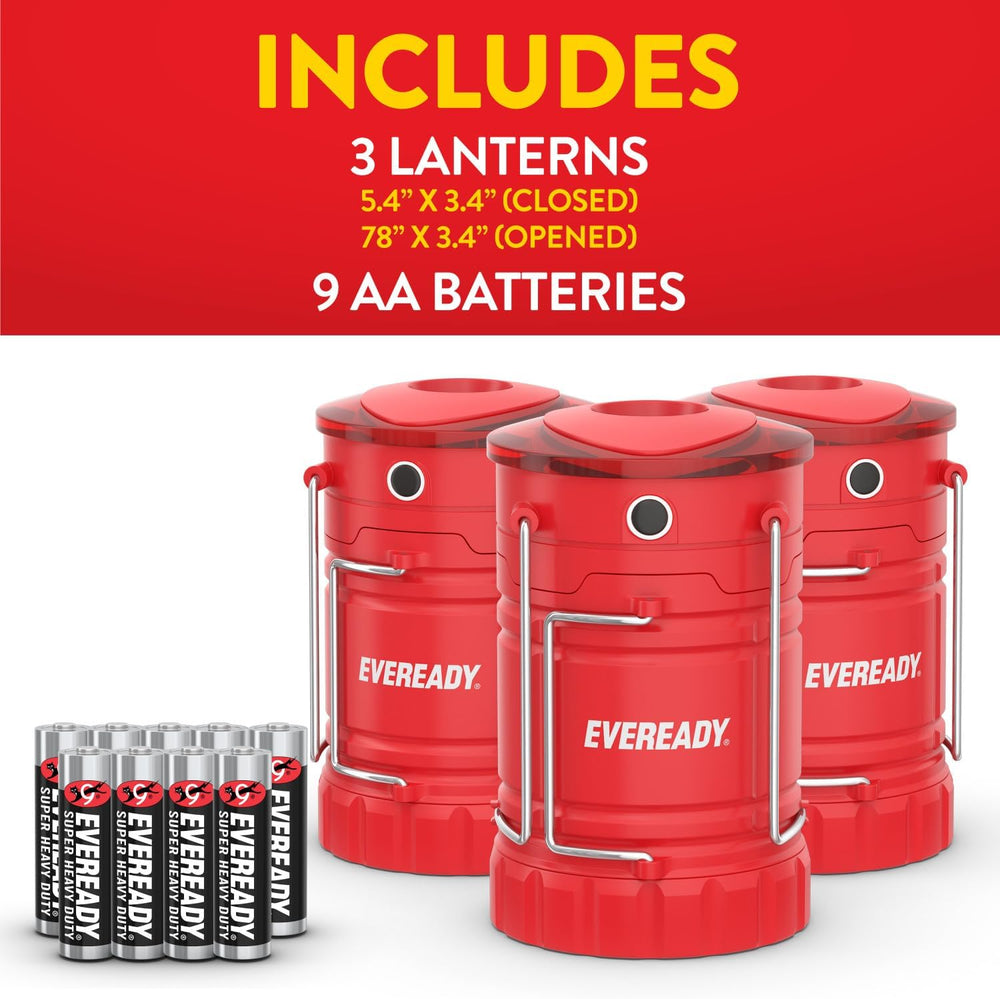 Eveready LED Camping Lantern 360 PRO (3-Pack), Super Bright Tent Lights, IPX4...