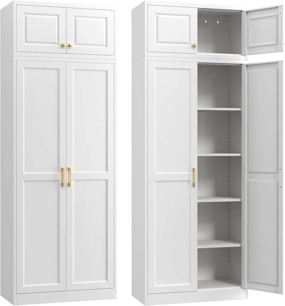Steeloong 86"Metal Pantry Storage Cabinet with Doors & 4 Adjustable ...