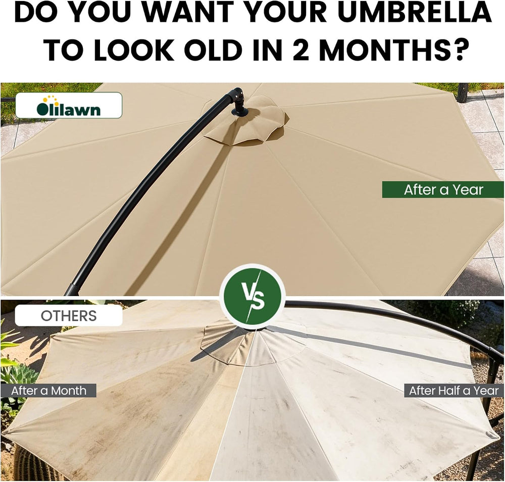 10FT Cantilever Offset Outdoor Patio Umbrella with Base Included