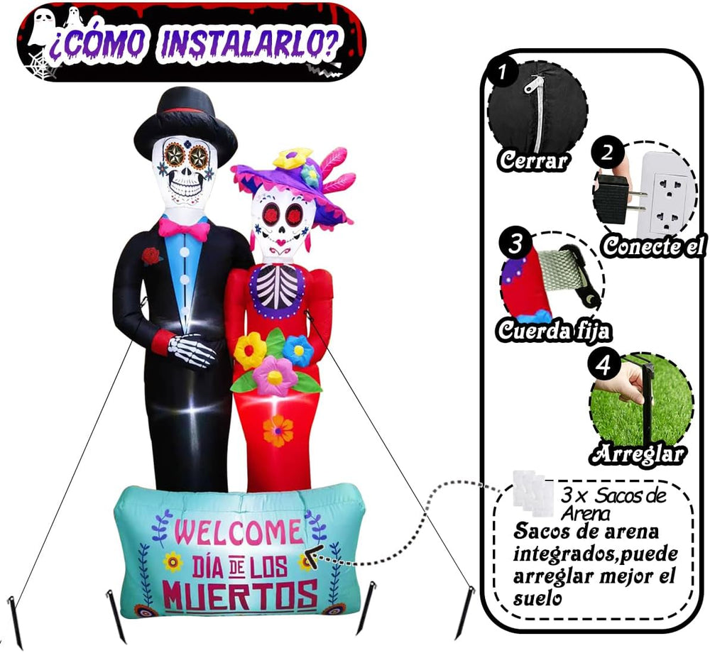 Dia De Los Muertos Decoration, 6 FT Halloween Inflatables Décor Day of The De...
