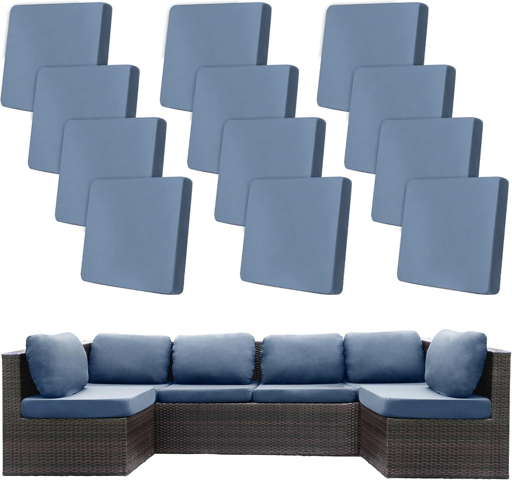 12 Pcs Outdoor Cushion Covers, Patio Sofa Cushion Covers Replacement