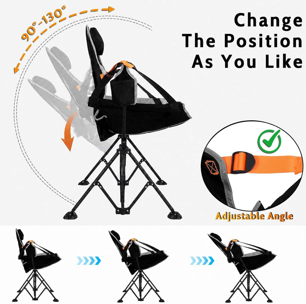 Romswi 1 Pcs Hammock Chair, Oversized Portable Folding Swinging Chair with Ad...