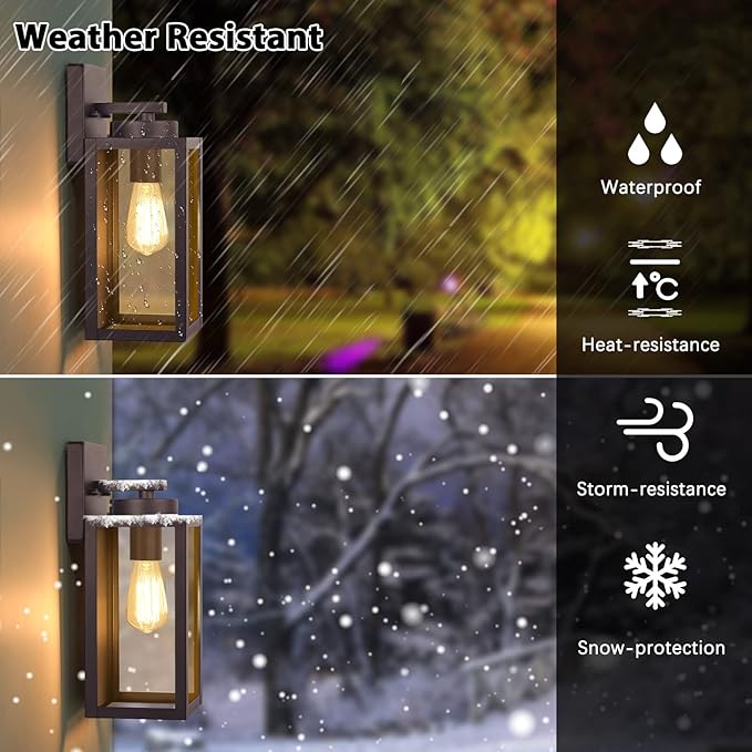 BesLowe Outdoor Wall Light Fixtures, Exterior Waterproof Wall Lanterns, Brown...