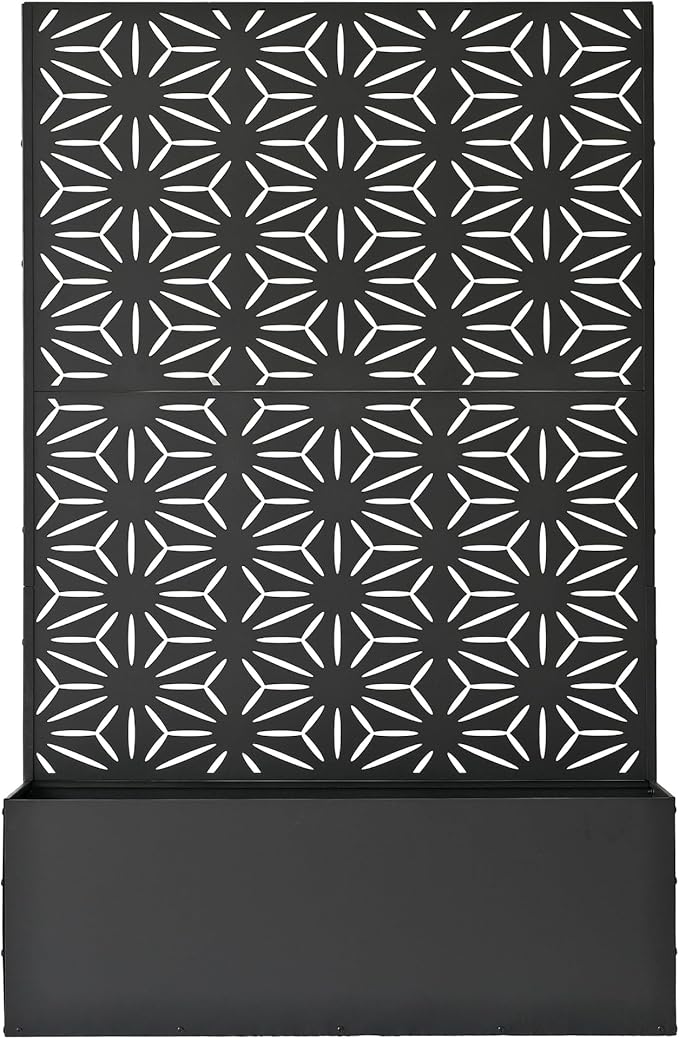 Oakland Living 6 ft. X 4 ft. Black Freestanding Metal Privacy Screen Room Div...